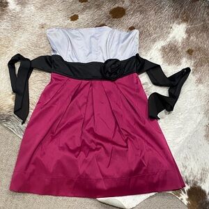 Strapless Burgundy, black and grey dress